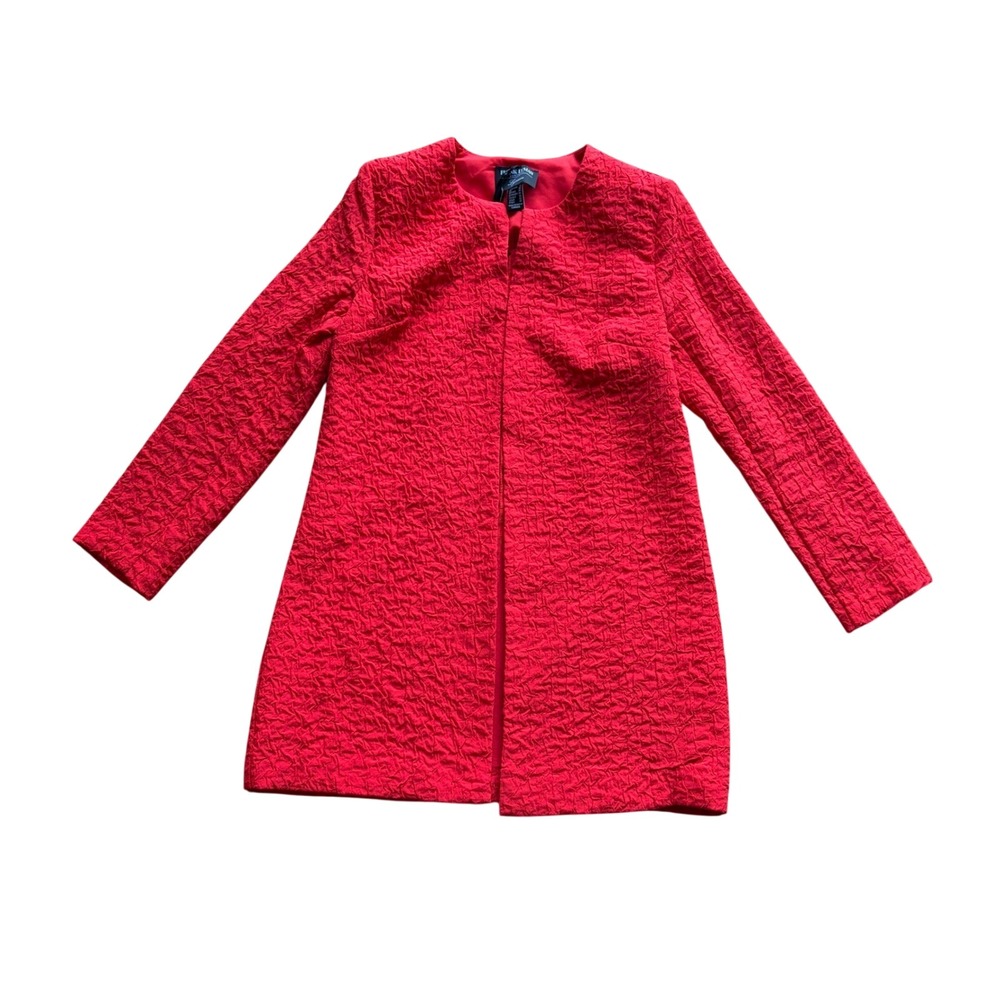 Frank Lyman Orange Textured Open Front Jacket Small Medium Statement‎ Career